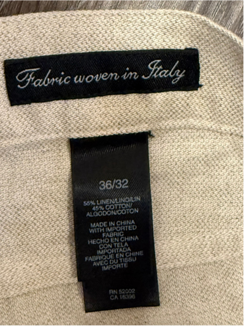 Vtg Y2K Claiborne Mens Linen Cotton Blend Pants Beige Straight Leg Sz 36x32 - Picture 4 of 7